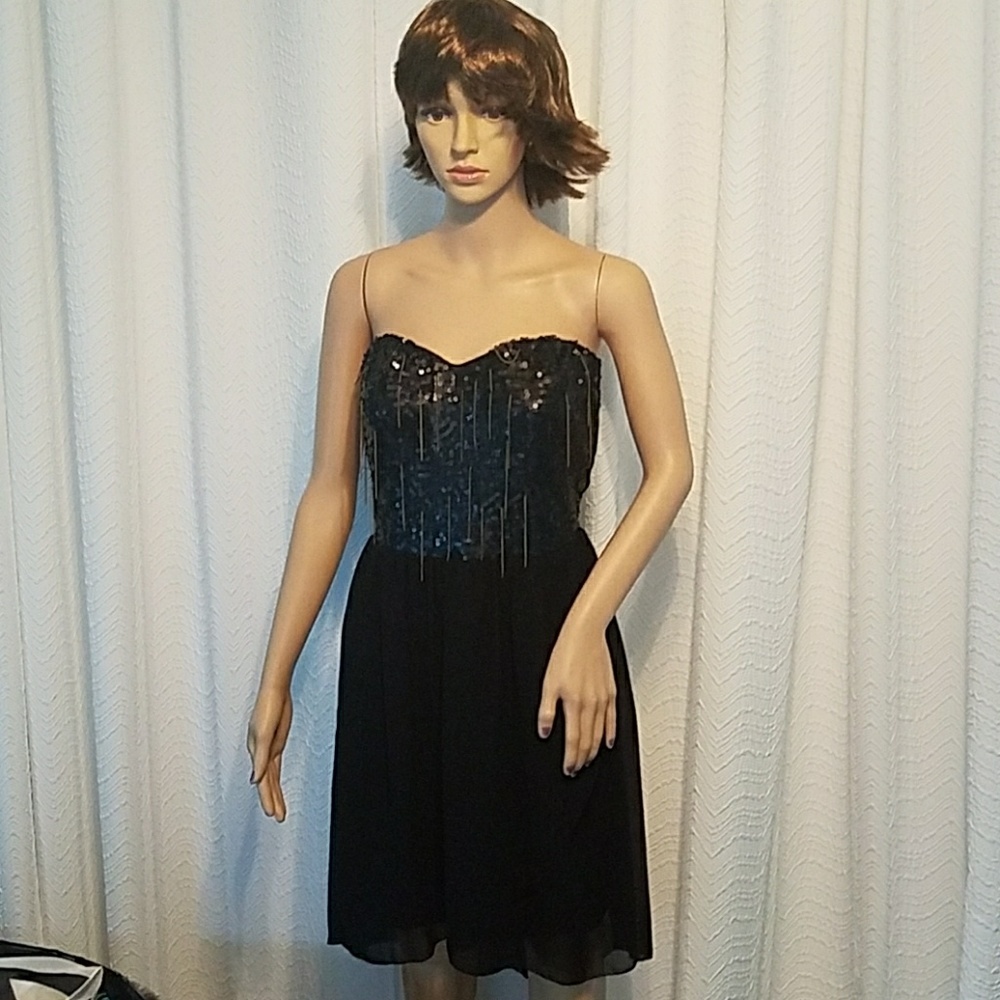Sexy Clubbing sequin v dress Black